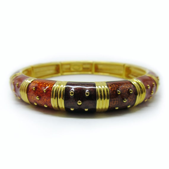 Vintage JOAN RIVERS Enamel Stretch Bracelet - Earth Tones or