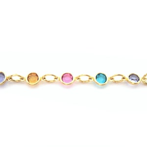 Gold filled Chain-by-the-inch with Multi-coloured Faceted Crystals - Made to Order!