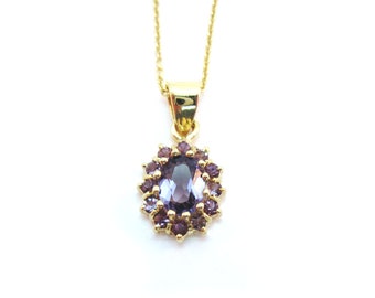 Vintage Gold plated Sterling Silver 925 Amethyst Necklace