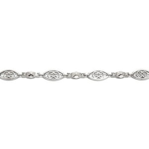 Filigree Link - Silver Layered - Rhodium plated Chain-by-the-inch - Custom made Length
