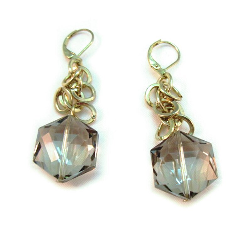 Brass flip-flop chain Dangles with Smoky Quartz Crystals image 2