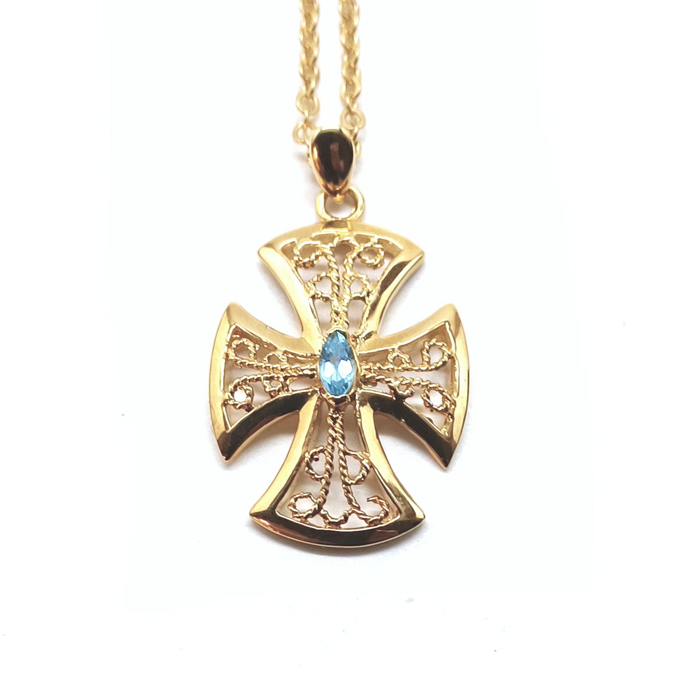 Vintage Goldplated French Alisee Pattee Cross With Clear