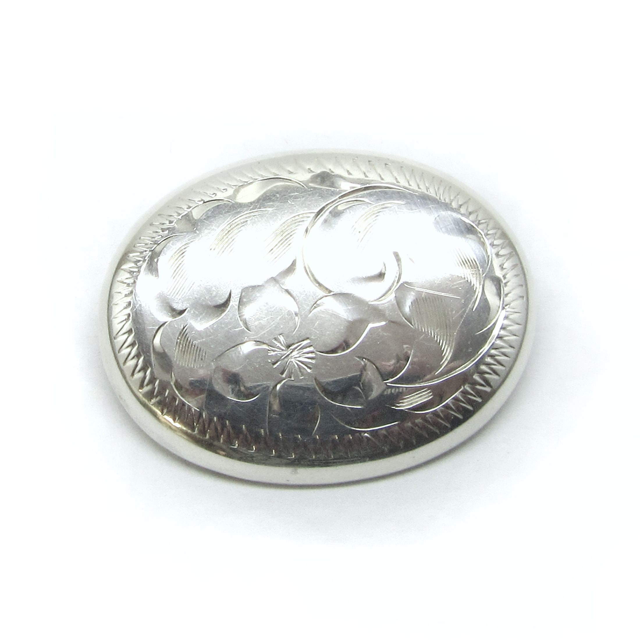 Vintage .925 Sterling Silver BIRKS Oval Brooch - Etched With 