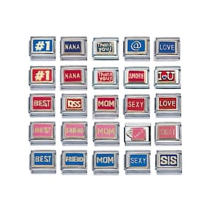 Zoppini Words Text &#39;Talking&#39; Italian Charms - Modular Stainless Steel - 9mm