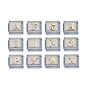Genuine ZOPPINI Gold Letters (or Numbers) with Cubic Zirconias 9mm Modular Italian Charm