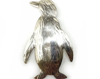 Handmade Sterling Silver and Signed 'SUMMER' - Detailed and Cut-out Penguin PIN