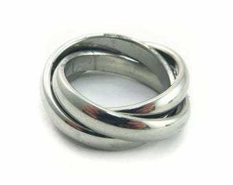Vintage Interlocking 3-Ring Roll-on Steel Ring