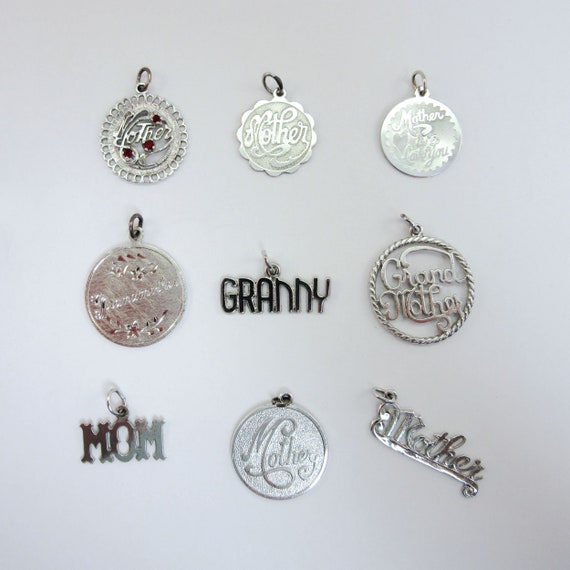 Vintage Sterling Silver 925 MOM Mother Grandmother GRANNY Charms for Charm  Bracelets 