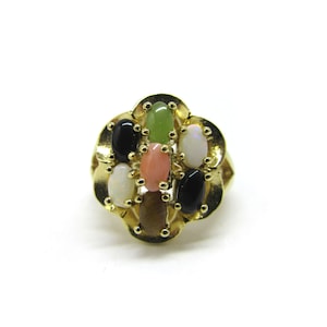 Vintage Vergoldeter Multi-Edelstein Ring - Made in Thailand - NEU! Nie getragen