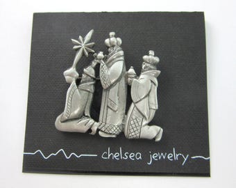 Vintage Handmade Pewter Pin - Three Wise Men - Three Kings - Magi