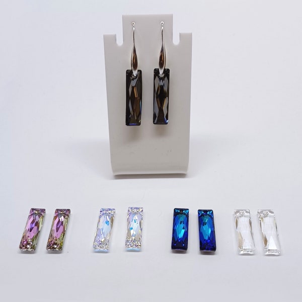 Handmade Sterling Silver Hook Earrings using Swarovski Queen Baguettes