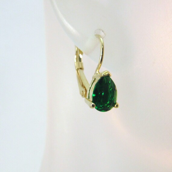 Vintage Stamped BATYA Emerald Green Cubic Zirconi… - image 3