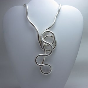 Handmade 5mm Moldable Bendable 34" Snake Necklace/Bracelet - Silver