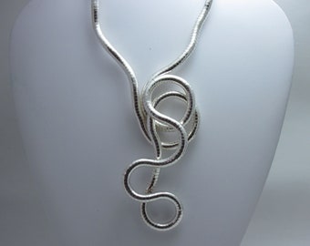 Vintage Moldable 34" Snake Necklace/Bracelet - Silver - 5mm Width