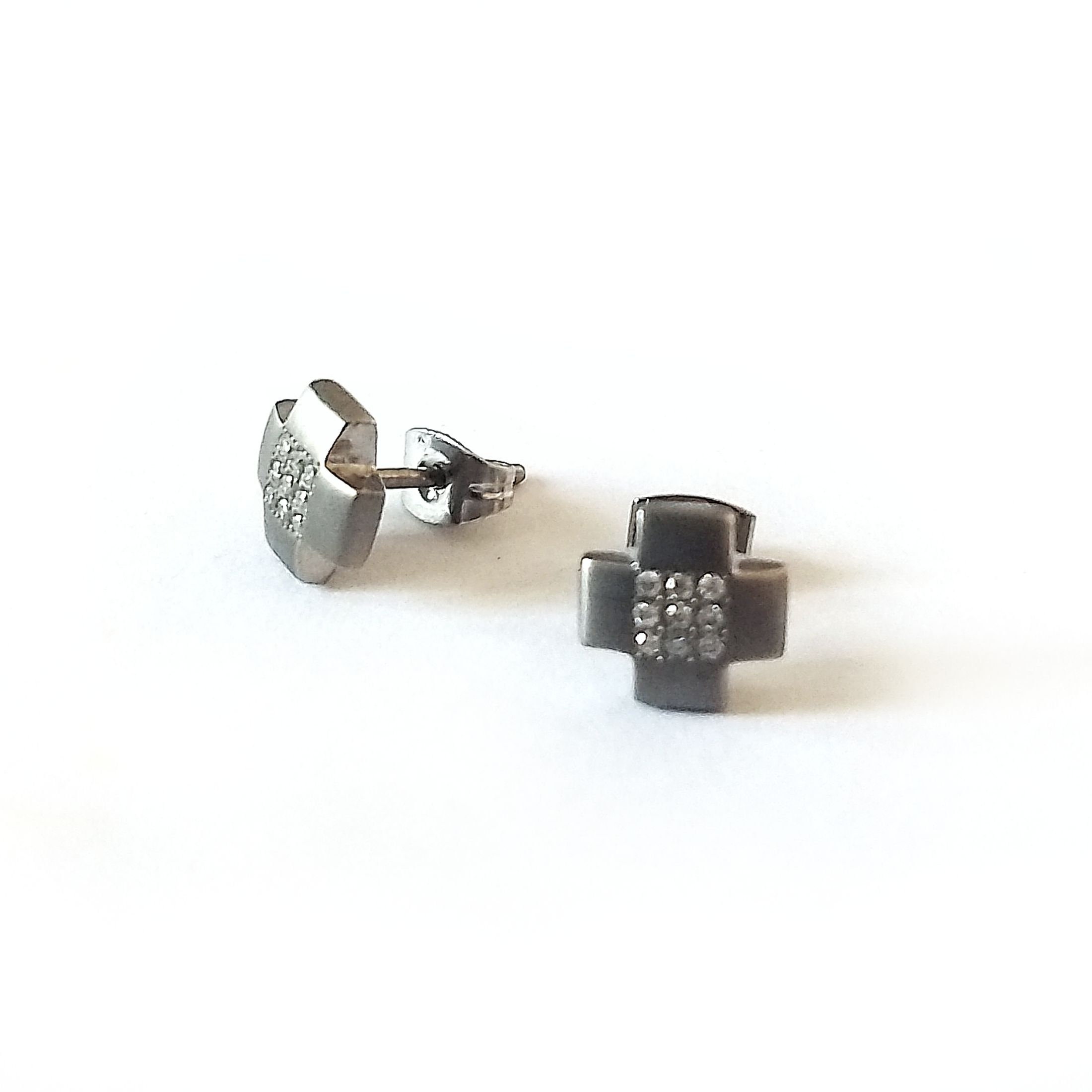 Vintage BOCCIA Titanium Cross Stud Earrings With 9 Diamonds 0506 04 Etsy
