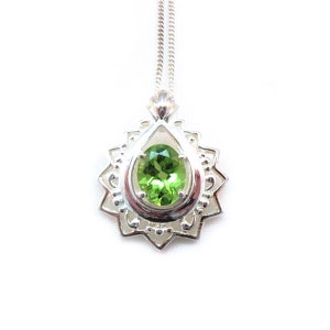 Schöne Vintage CJ Peridot Sterling Silber Halskette mit 40 cm Panzerkette