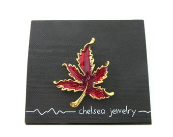 Handmade Red Resin and Gold-plated Maple Leaf Tac Pin - Canada