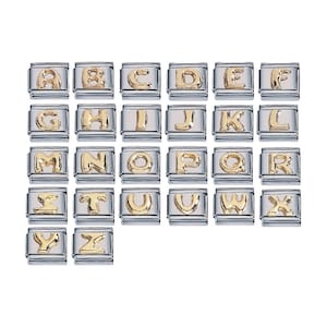Zoppini Letras hinchadas en oro de 18 quilates para pulseras modulares italianas de 9 mm