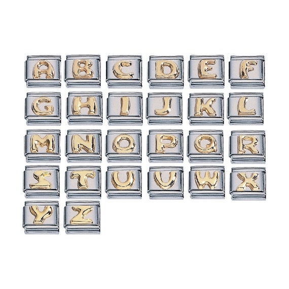 Breloque Italienne 9 Mm Avec Lettre Initiale - Or Jaune Ou Argent - Compatible Bracelet Nomination