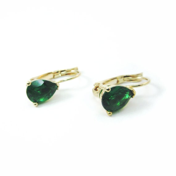 Vintage Stamped BATYA Emerald Green Cubic Zirconi… - image 1