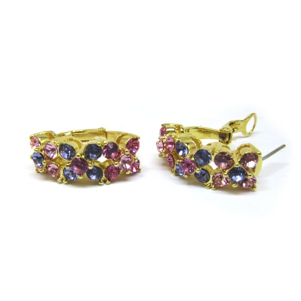 Vintage Signed JOAN RIVERS Pierced or Clip-on Rhinestone Earrings - Two pairs left!