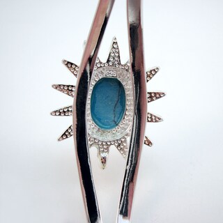 Bracciale Rigido Vintage In Argento Sterling Con Turchesi Stabilizzati - Fiori Boho Regolabile 6,5-7,5 Pollici