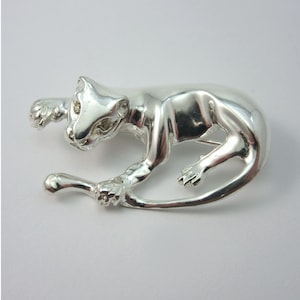 Vintage .925 Sterling Zilver Luipaard Kat Panter Pin