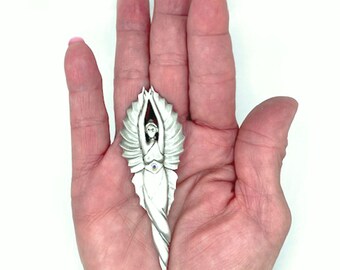 Spilla A Farfalla In Peltro Argentato – Gioiello Jonette, Grande 7 Cm, Vintage USA