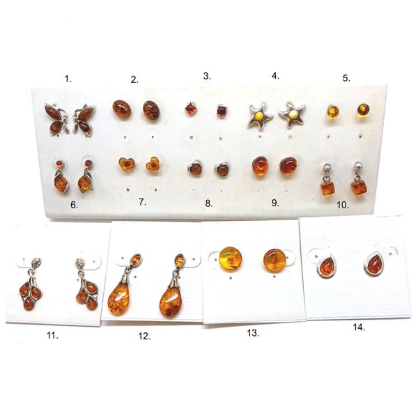 Vintage Baltic Amber Earrings - Smaller Studs - Set in .925 Sterling Silver