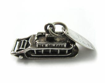 Vintage Sterling Silver NEW ORLEANS Louisiana STEAMBOAT Paddlewheeler Ferry Charm - Stamped
