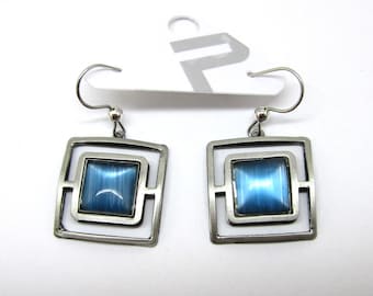 Christophe POLY Earrings - Handmade in Quebec - Square Bright Blue Set