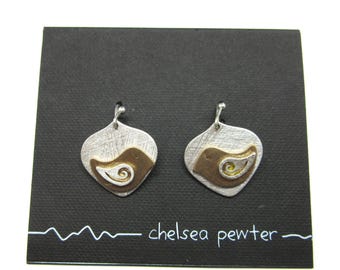 Vintage Handmade Bird Earrings - Two-tone Dangles from Chelsea