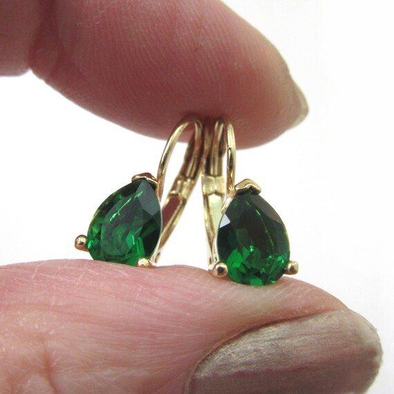 Vintage Stamped BATYA Emerald Green Cubic Zirconi… - image 4