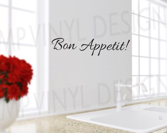 Bon Appetit Decal, Bon Appetit, Kitchen Decor, Kitchen Decal, Wall Decor, Kitchen Vinyl Decal, Dining Room Decal, Kitchen Wall Decal