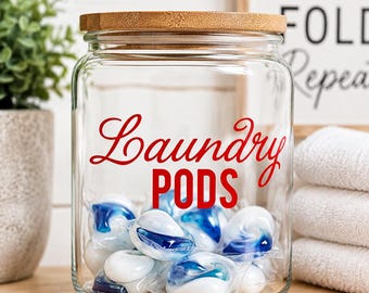 Laundry Pods Jar Decal | Laundry Room Organization Label | Detergent Canister Decal | Laundry Storage Label