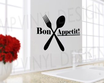 Bon Appetit Wall Decal, Kitchen Decal, Kitchen Decor, Wall Decal, Dining Room Decal, Kitchen Wall Decal, Kitchen Decals, Vinyl Decals