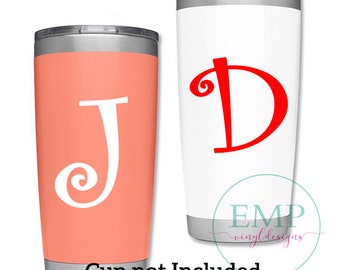 Single letter decal - Letter Sticker - Initial Decal - Vinyl decal - YETI Decal - Monogram decal - Letter - Vinyl monogram, Monogram sticker