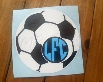 Soccer Monogram Decal - Soccer Decal - Soccer Monogram Decal - Decals for Men - Yeti Decals for Men - Sports Decal