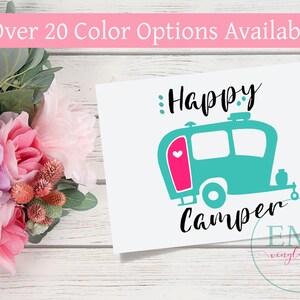 Happy Camper Decal - Happy Camper Gift - Happy Camper - Vintage Happy Camper, Custom car Decal, Camper Decal, Camping Car decal, cup Decal