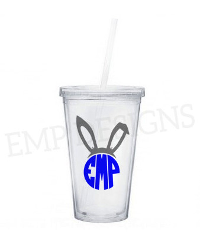 Easter Bunny Monogram Tumbler, Monogrammed tumbler Personalized Tumbler, Easter Gifts, Bunny Gifts, Easter Tumbler image 2