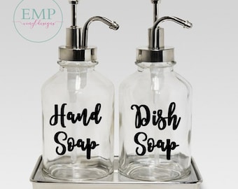 Hand Soap and Dish Soap dispenser bottle Decal, bathroom decals, Soap Decal, Hand Soap Decal