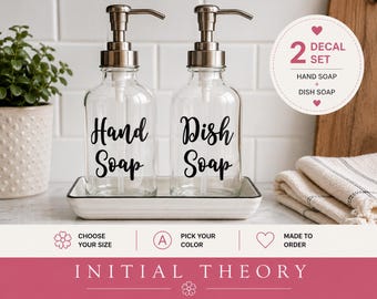 Hand Soap and Dish Soap Decal Set | Soap Dispenser Labels | Kitchen Sink Bottle Labels | Vinyl Soap Labels