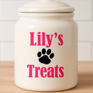 Custom Dog Treat Jar Decal – Personalized Vinyl Sticker for Dog Treat Containers, Pet Food Label, Dog Name Decal, Jar Label for Treats