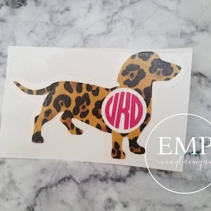 Dachshund Monogram Decal | Personalized Dog Car Sticker | Floral Doxie Silhouette | Gift for Dog Moms | Waterproof Vinyl