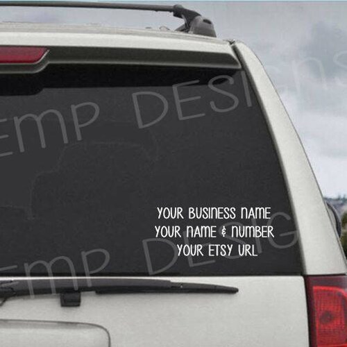 Personal Business Car Decal Custom Business Logo Decal Rear Etsy