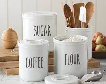 Farmhouse Decal - Rae Dunn Inspired Canister Decal - Sticker - Farmhouse Canister Decals - Kitchen Canister Labels - Custom Word Decal