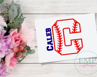 Baseball Monogram Decal | Personalized Baseball Vinyl Decal | Custom Initial Sticker for Water Bottles, Laptops, Cars & Sports Gear