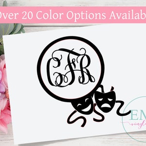 Drama Monogram Decal - Acting Monogram Sticker - Actor Decal - Laptop Sticker - Drama Club Decal