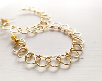 hoop earrings decorated with gold lace gold thread