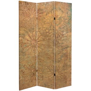 6 ft. Tall Gilded Flowers Canvas Room Divider